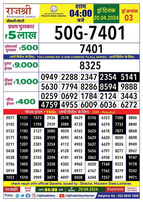 rajshree 20 friday weekly lottery|Rajshree Friday Weekly Lottery Result 19.04.2024.